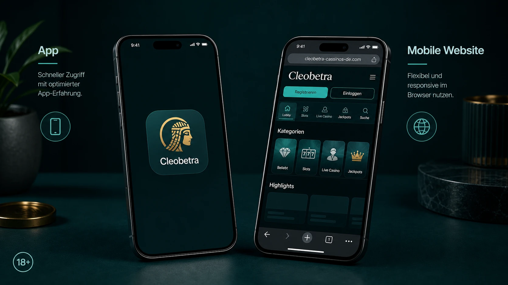 Cleobetra Mobile App und mobile Website im Vergleich